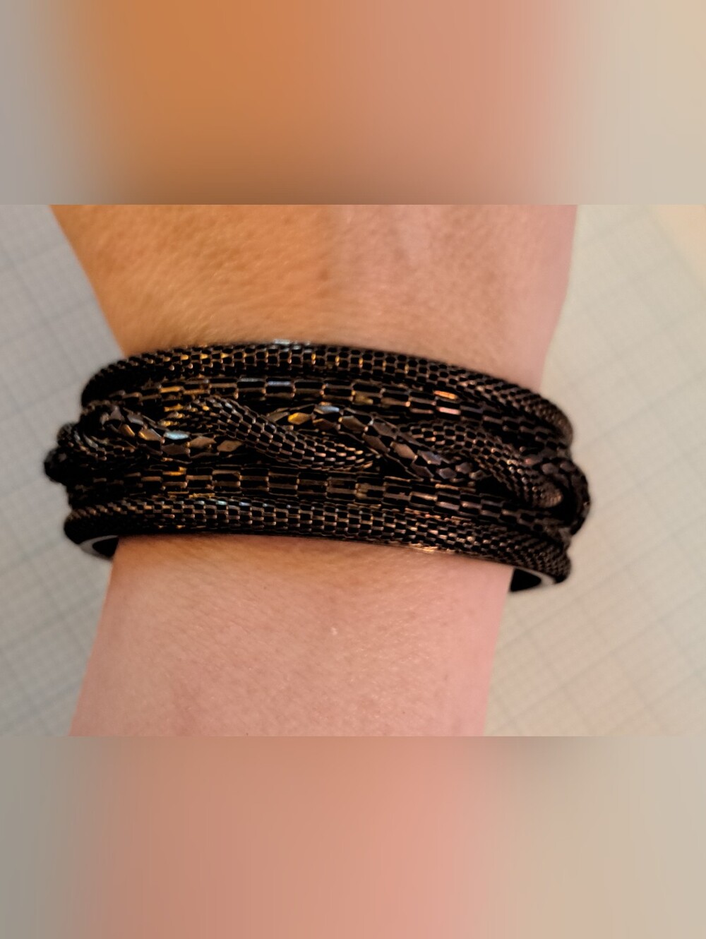 Women's Dark Bronze Braided Mesh Bangle Bracelet
